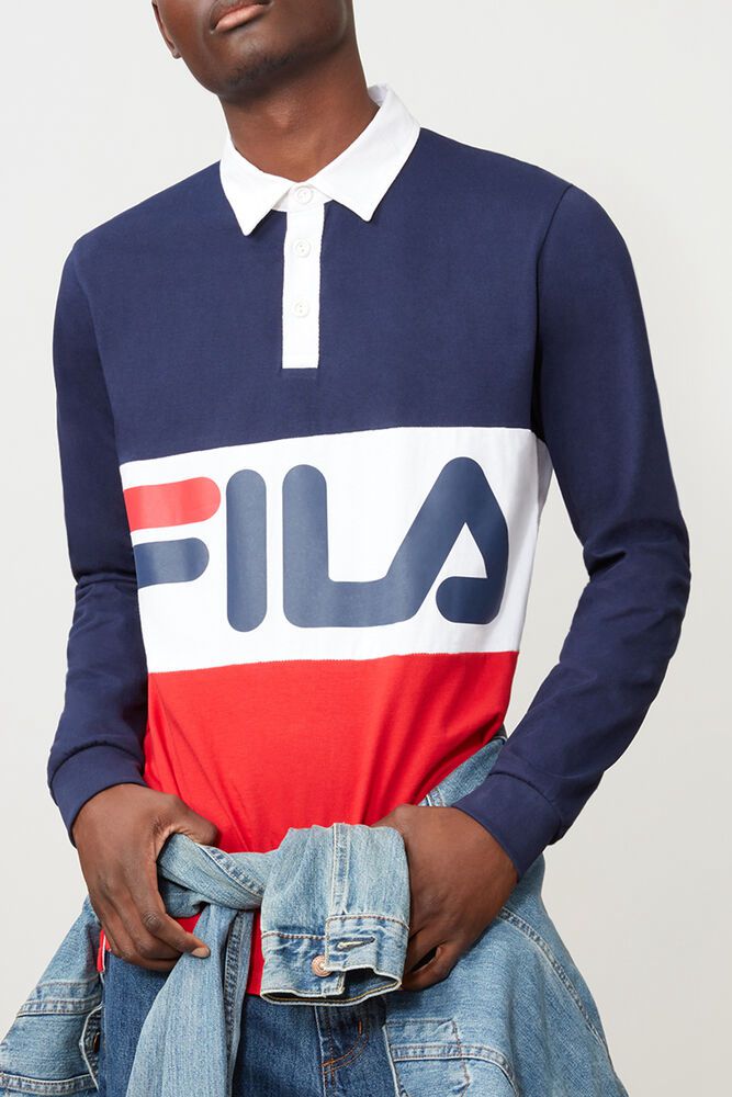 Fila Harley Rugby Polo Navy/Red/White - Mens - 16572EFLZ